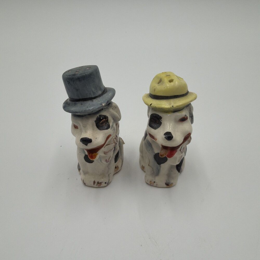 Vintage 1950’s Anthromorphic Dogs In Hats Salt & Pepper Shakers Made In Japan